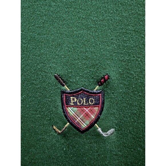 Vintage Polo Golf Ralph Lauren Polo Mens XL Dk Green Tartan Plaid Crest Logo 90s - Picture 5 of 5